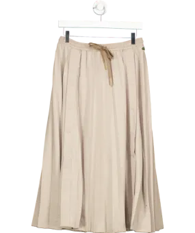 Lacoste Beige Long Pleated Flannel Skirt UK 8