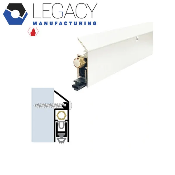 Legacy Manufacturing - 7123 - Surface Automatic Door Bottom - 19/32" x 2" - White Powder Coat - Optional Length