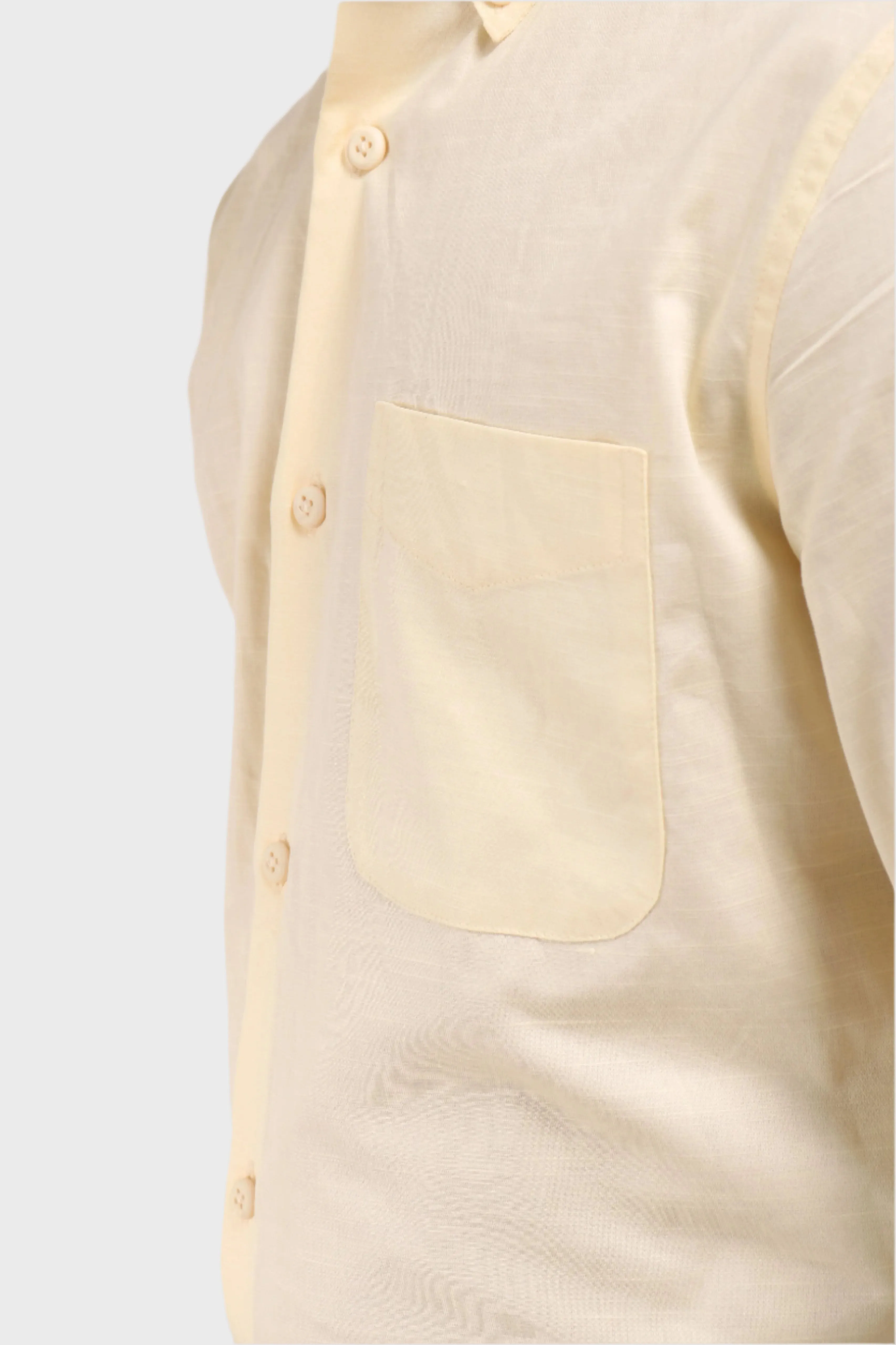 LIGHT YELLOW SATIN SLUB SLIM FIT SHIRT