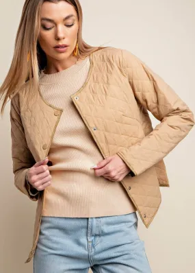 Lightweight Quilted Jacket in Taupe