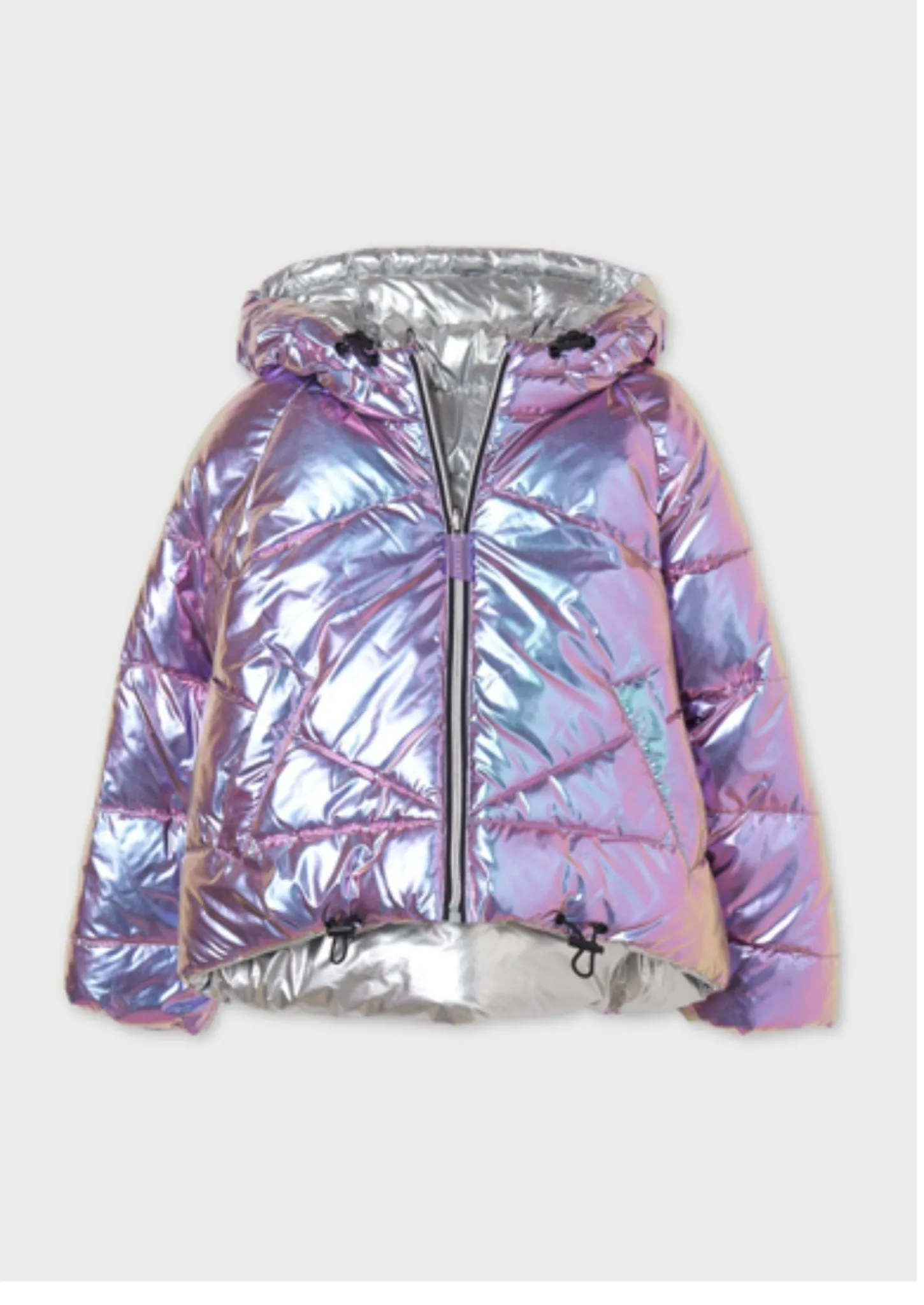 Mayoral Girls Ecofriends Reversible Iridescent & Metallic Coat