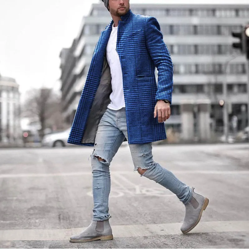 Men'S Fashion Casual Check Coat