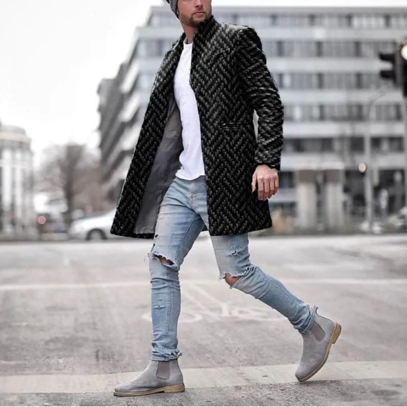 Men'S Fashion Casual Check Coat