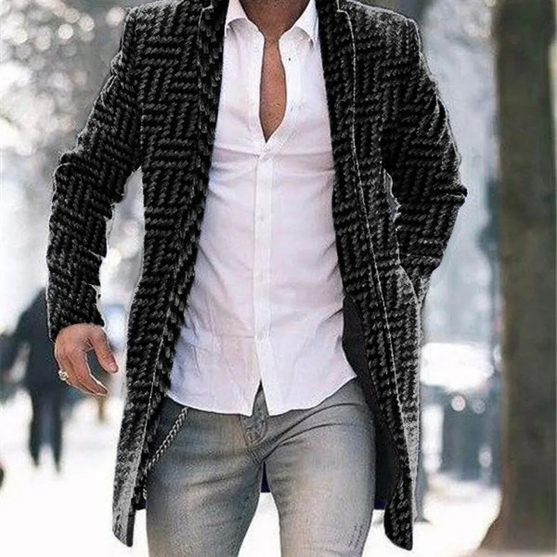 Men'S Fashion Casual Check Coat