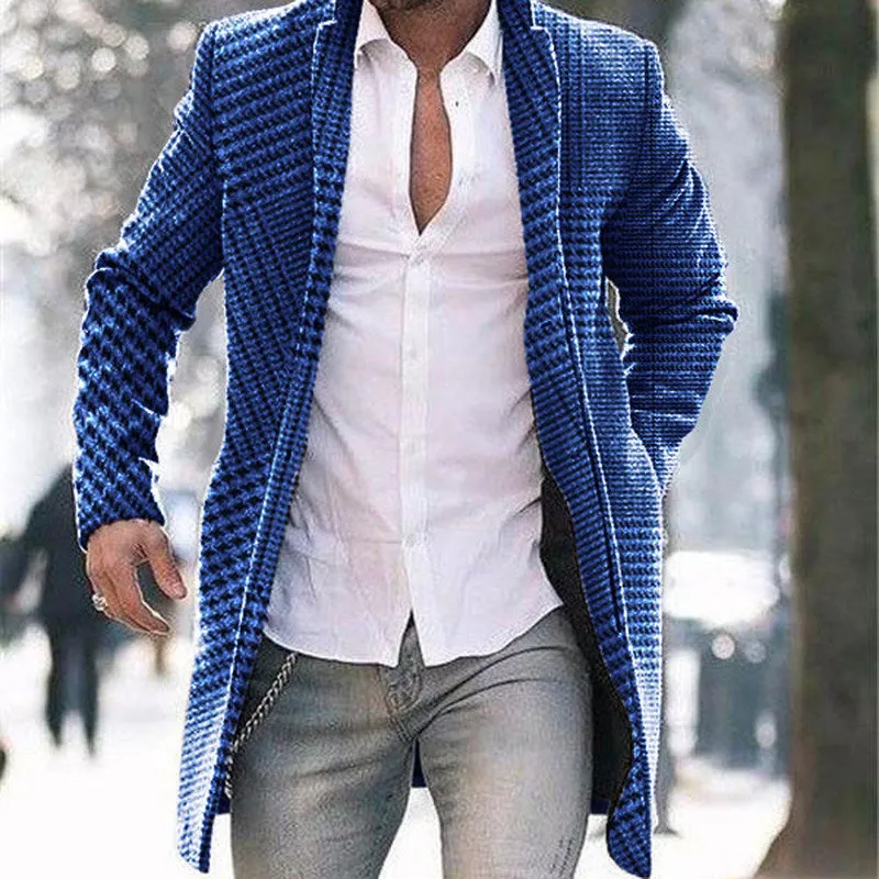 Men'S Fashion Casual Check Coat