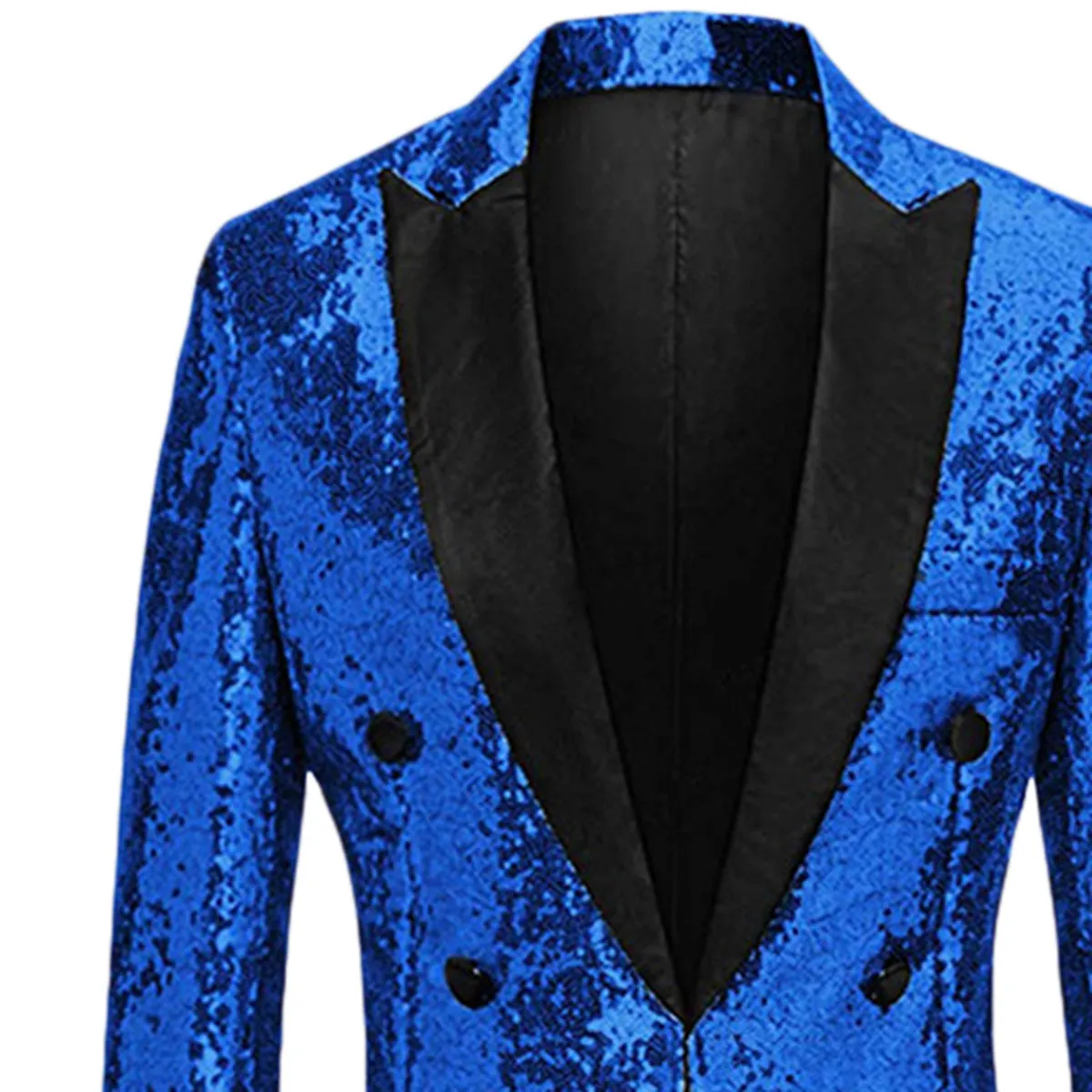 Men's Sequined Show Dress Swallow-Tailed Coat Blue