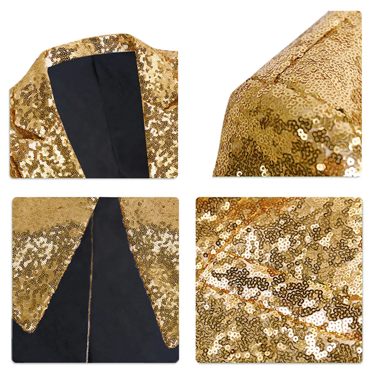 Men's Sequined Show Dress Swallow-Tailed Coat Gold