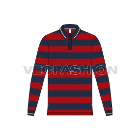 Mens Striped Polo Shirt Full Sleeved