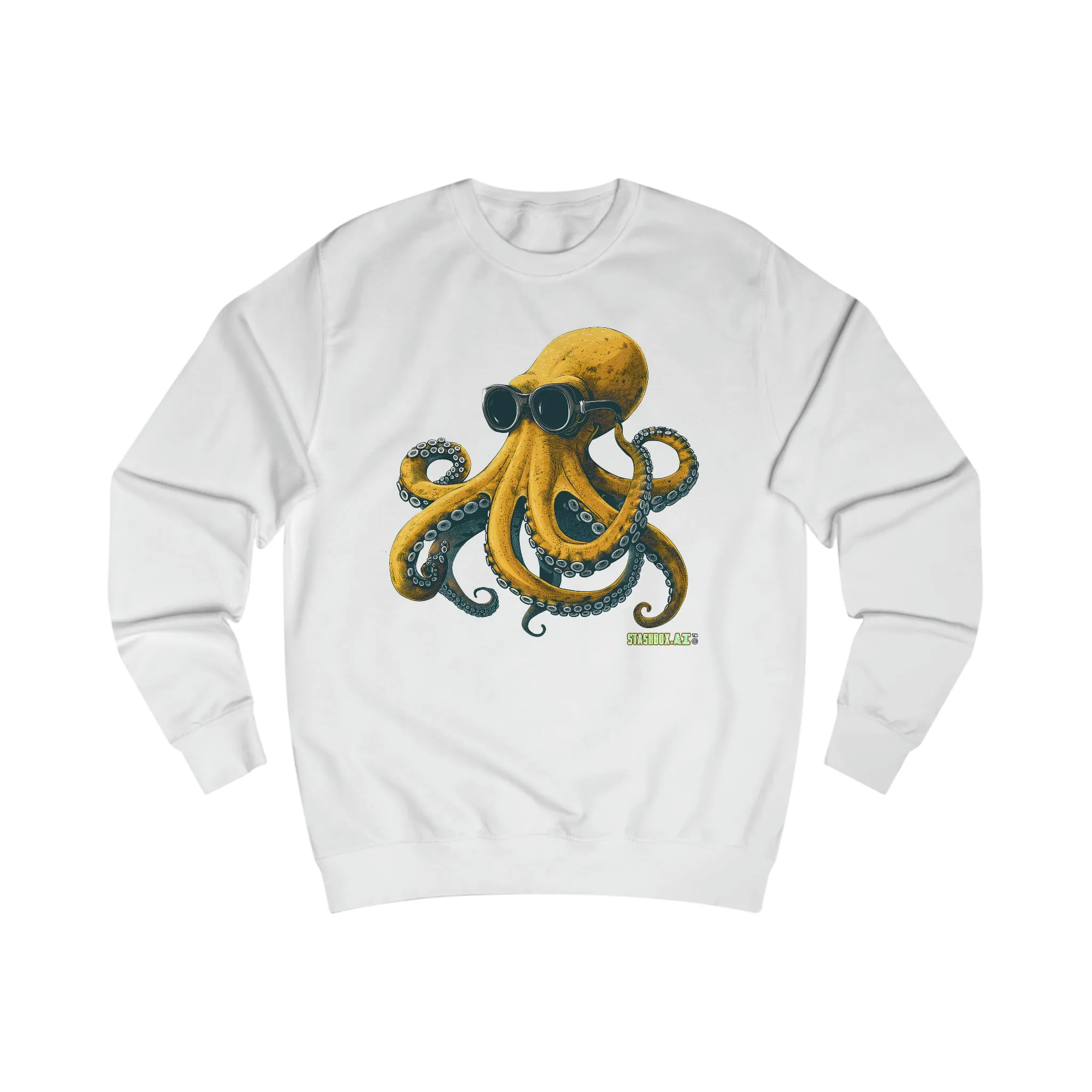 Men's Sweatshirt Yellow Octopus with Goggles 001