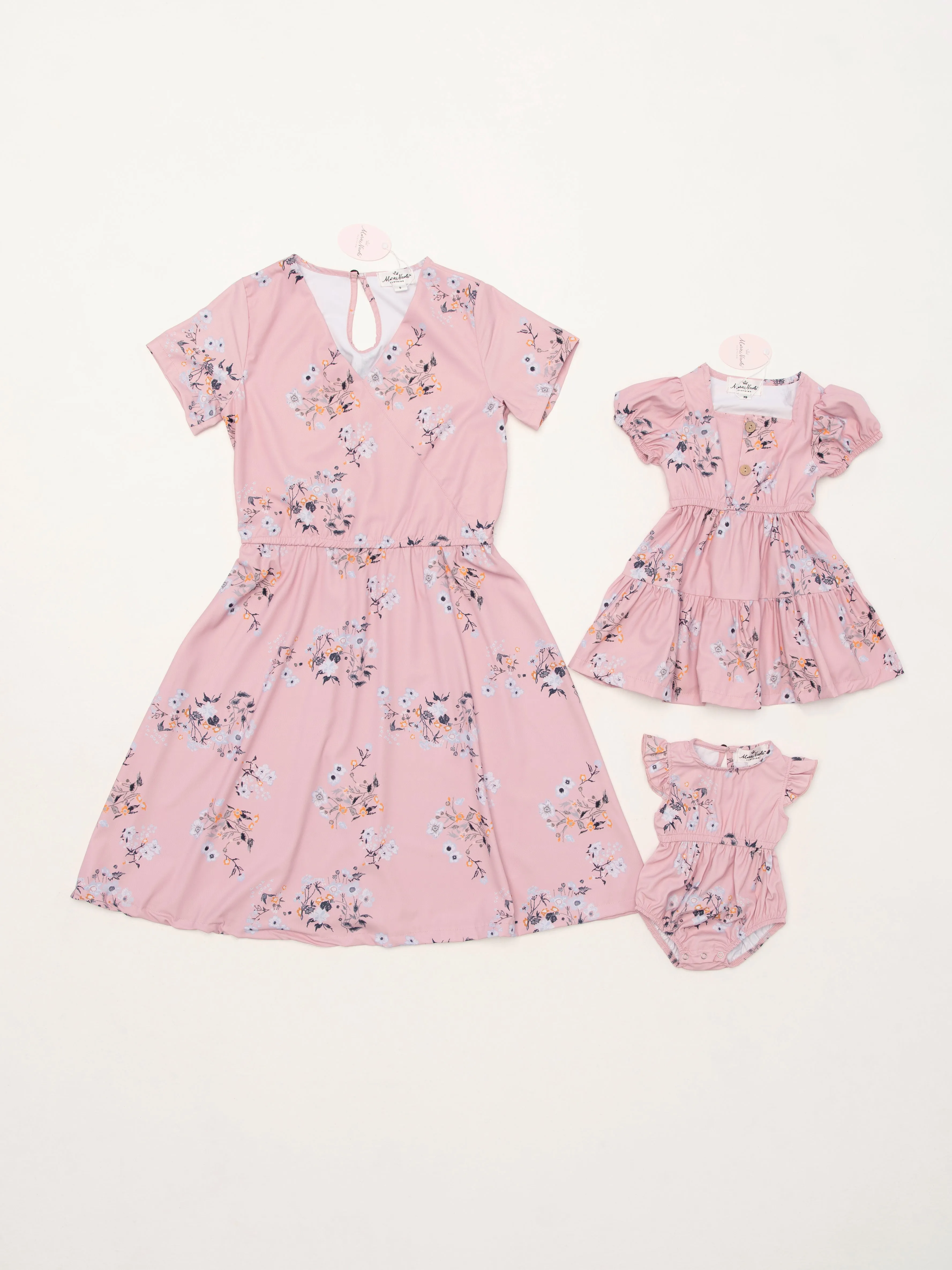 Mom & Me Pink Floral Dress & Romper