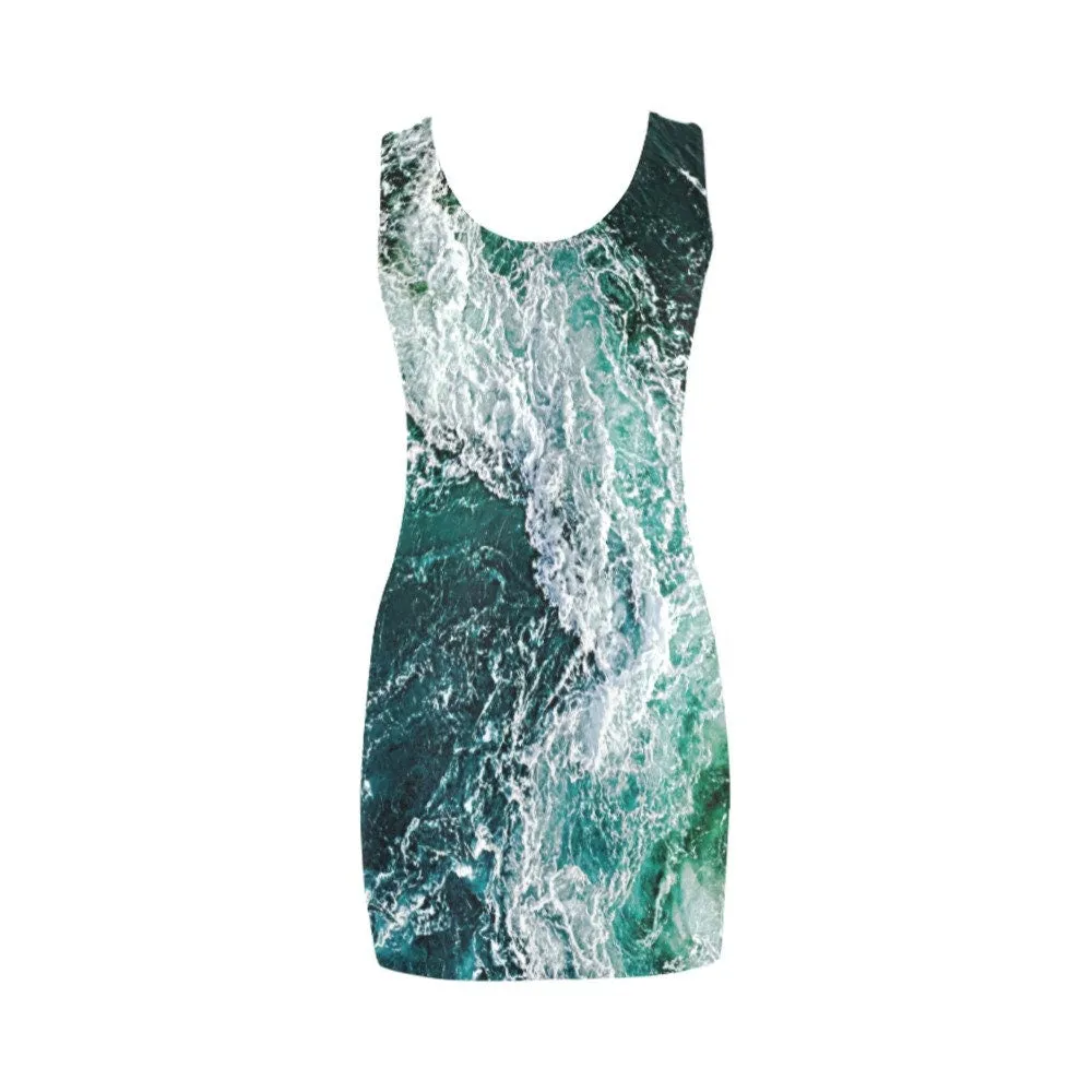 Ocean waves Jersey Vest Dress,Casual Athletic Sleeveless Body Contour Fit,Gift For Her/Girlfriend/Aunt/Mom,Birthday,Valentine/Graduation