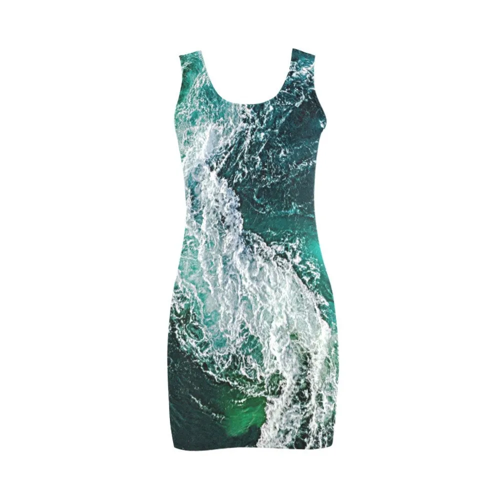 Ocean waves Jersey Vest Dress,Casual Athletic Sleeveless Body Contour Fit,Gift For Her/Girlfriend/Aunt/Mom,Birthday,Valentine/Graduation