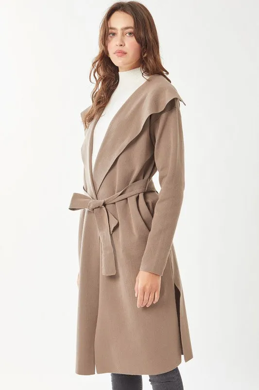 Open Knit Coat in Brown