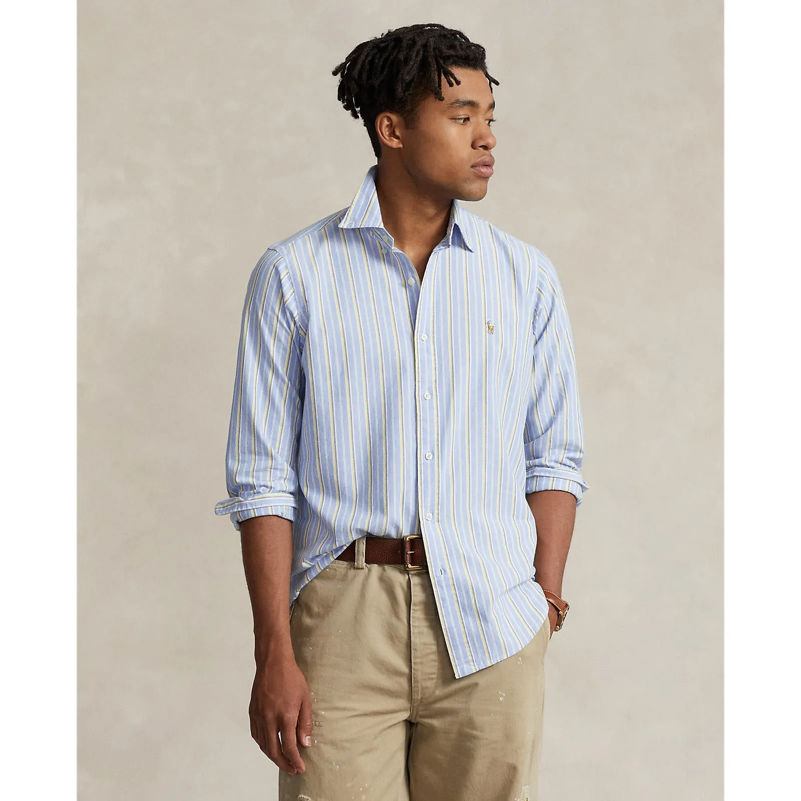 Oxford Shirt - Stripe - Blue, Yellow & White