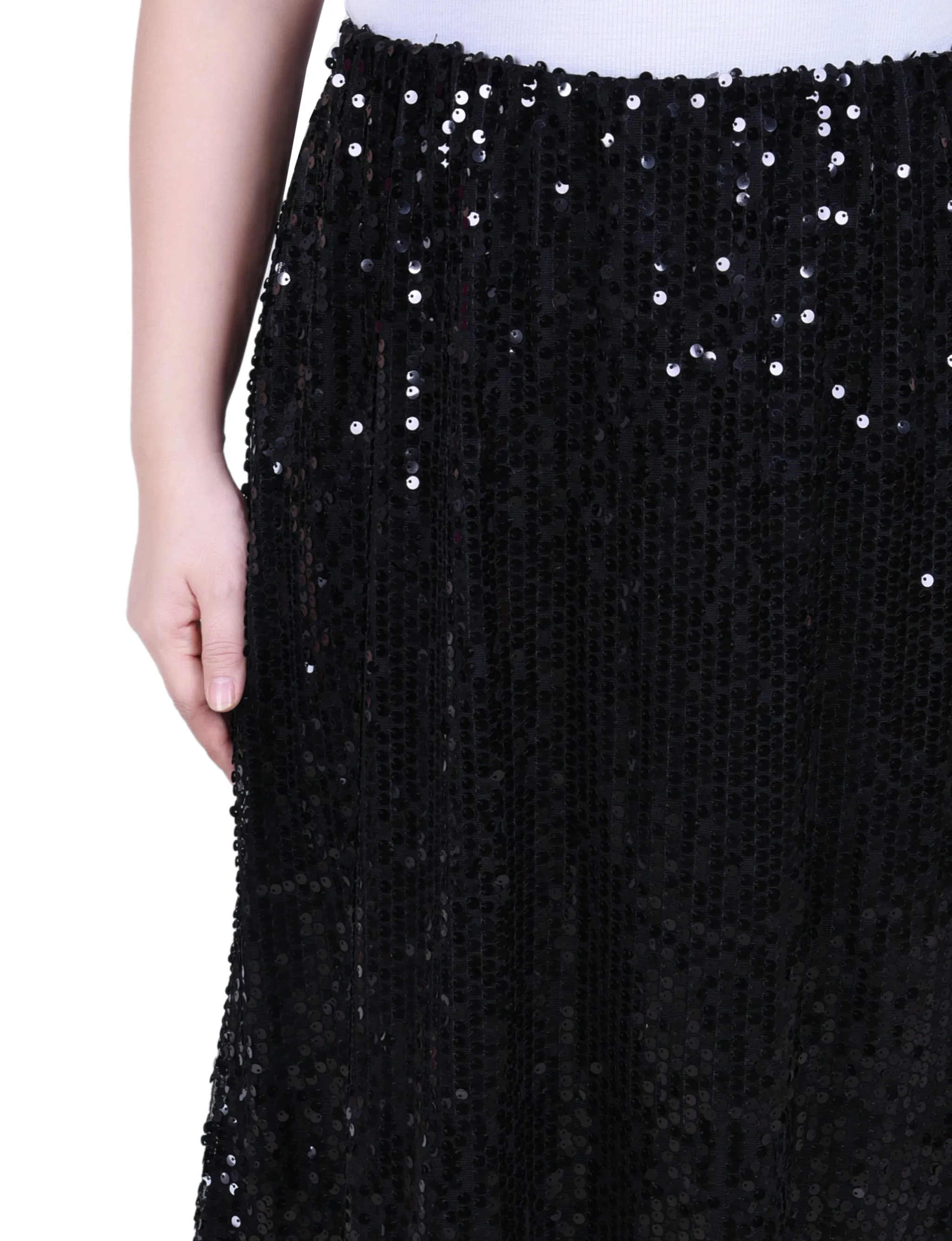 Petite Knee Length Sequined Skirt