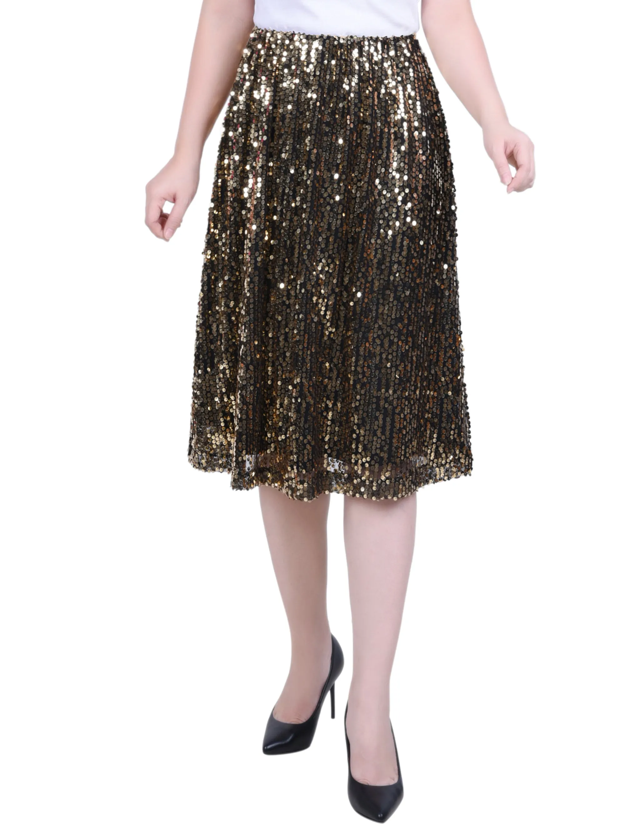 Petite Knee Length Sequined Skirt