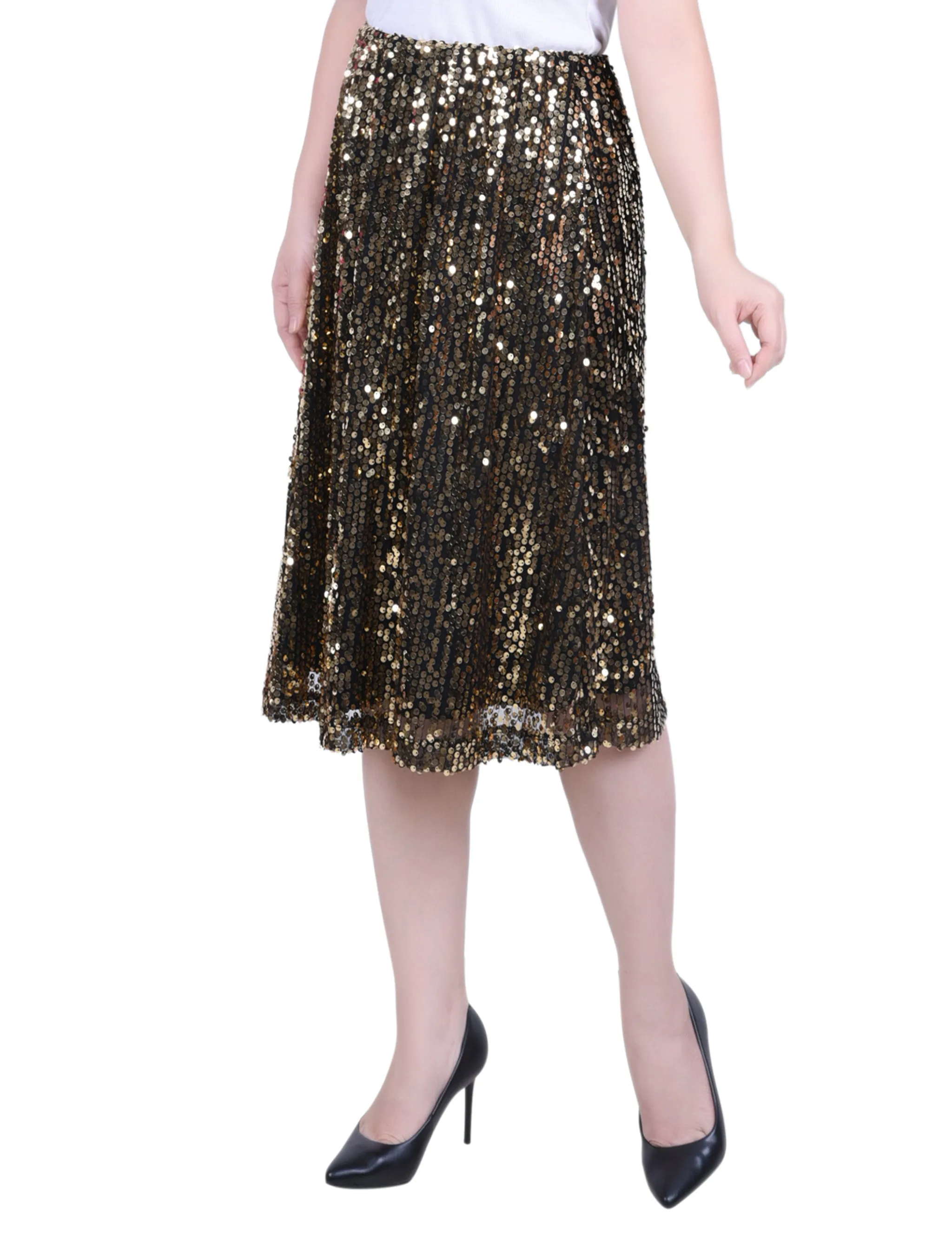 Petite Knee Length Sequined Skirt