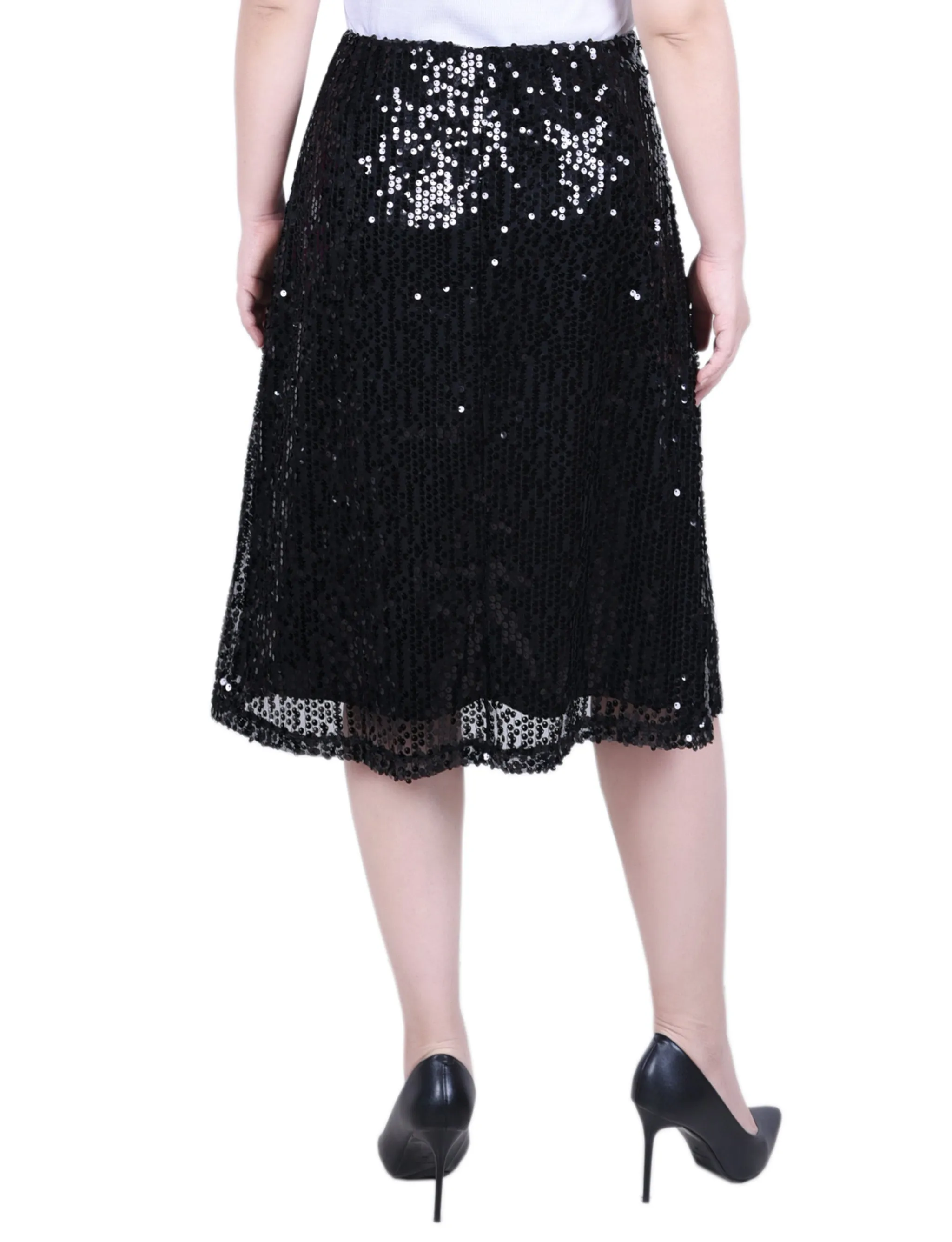 Petite Knee Length Sequined Skirt