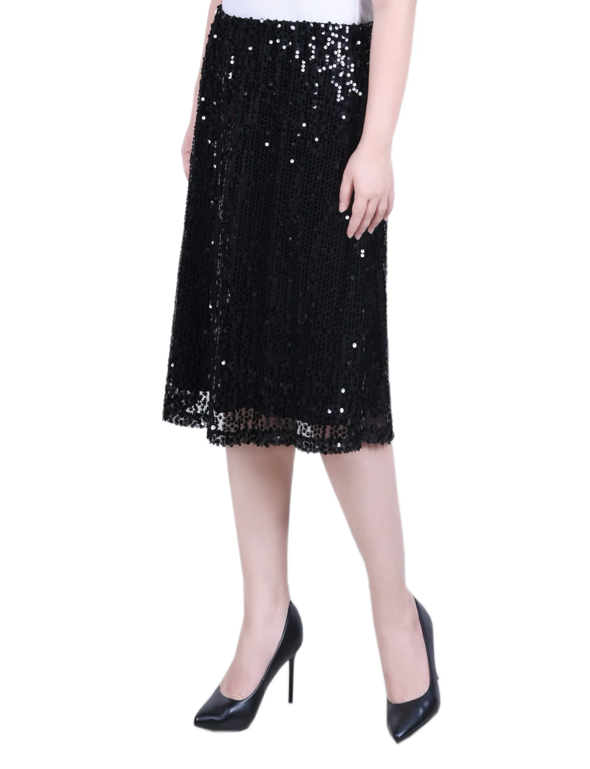 Petite Knee Length Sequined Skirt