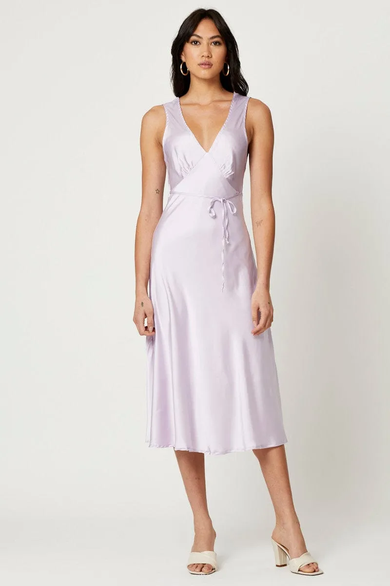 Purple Satin Slip Dress