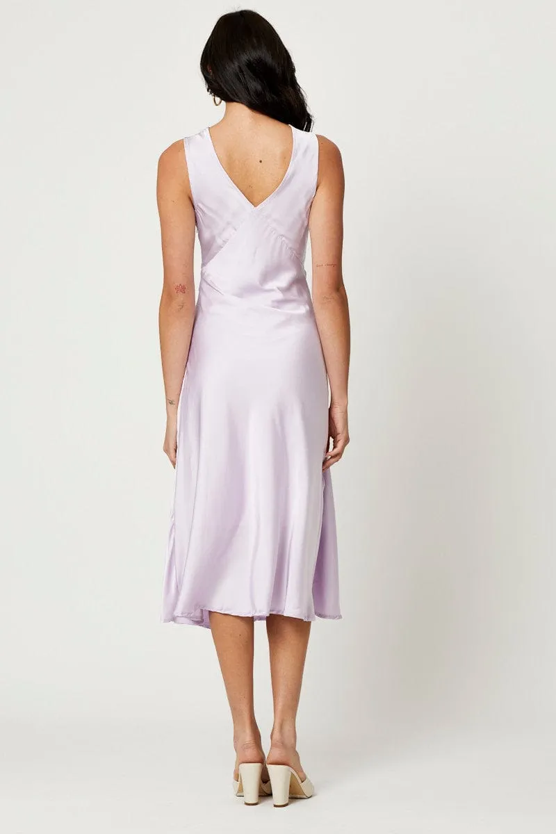 Purple Satin Slip Dress