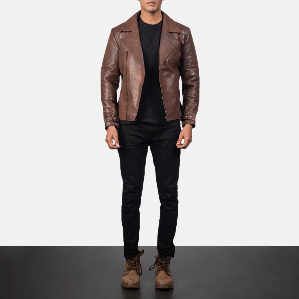 Raiden Brown Leather Biker Jacket