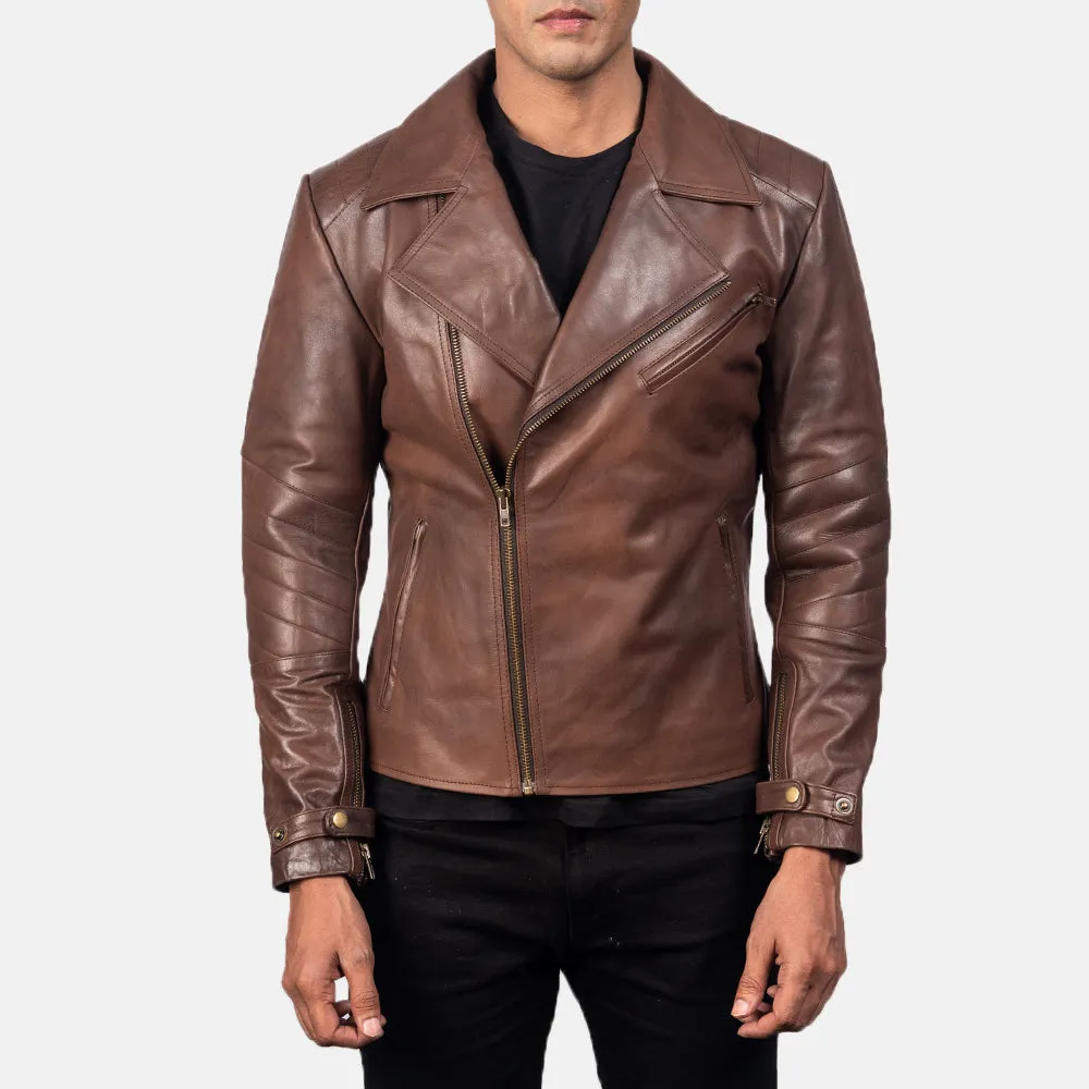 Raiden Brown Leather Biker Jacket