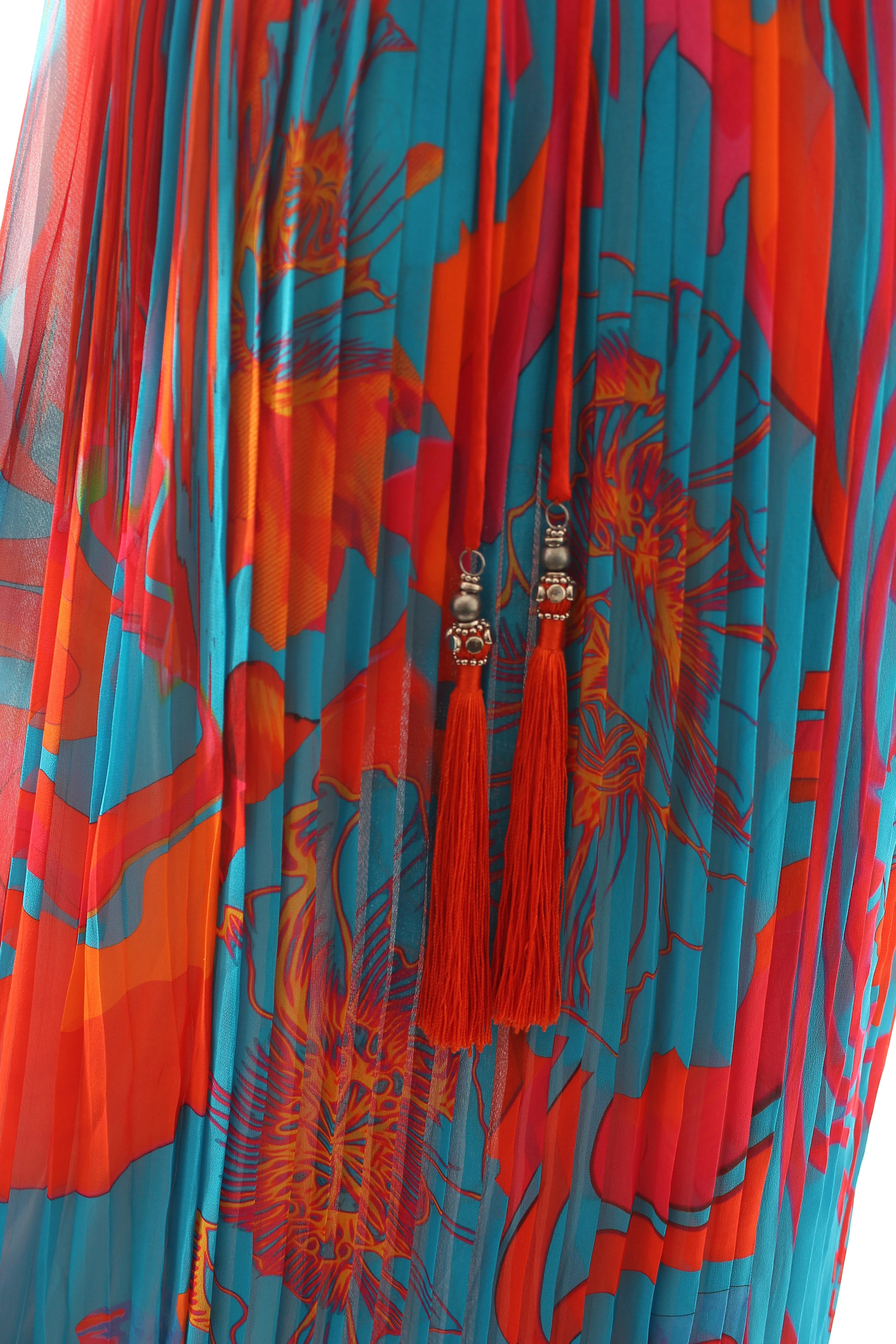 Roberto Cavalli Pleated Silk Halterneck Maxi Dress