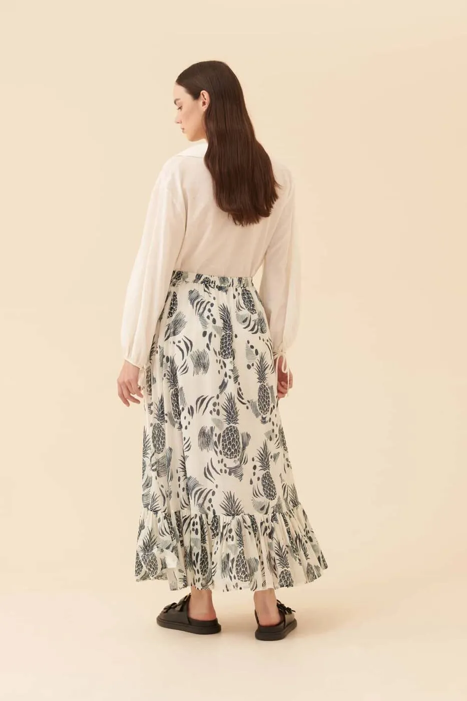 Roman Printed Pleated Hem Skirt Multi Color