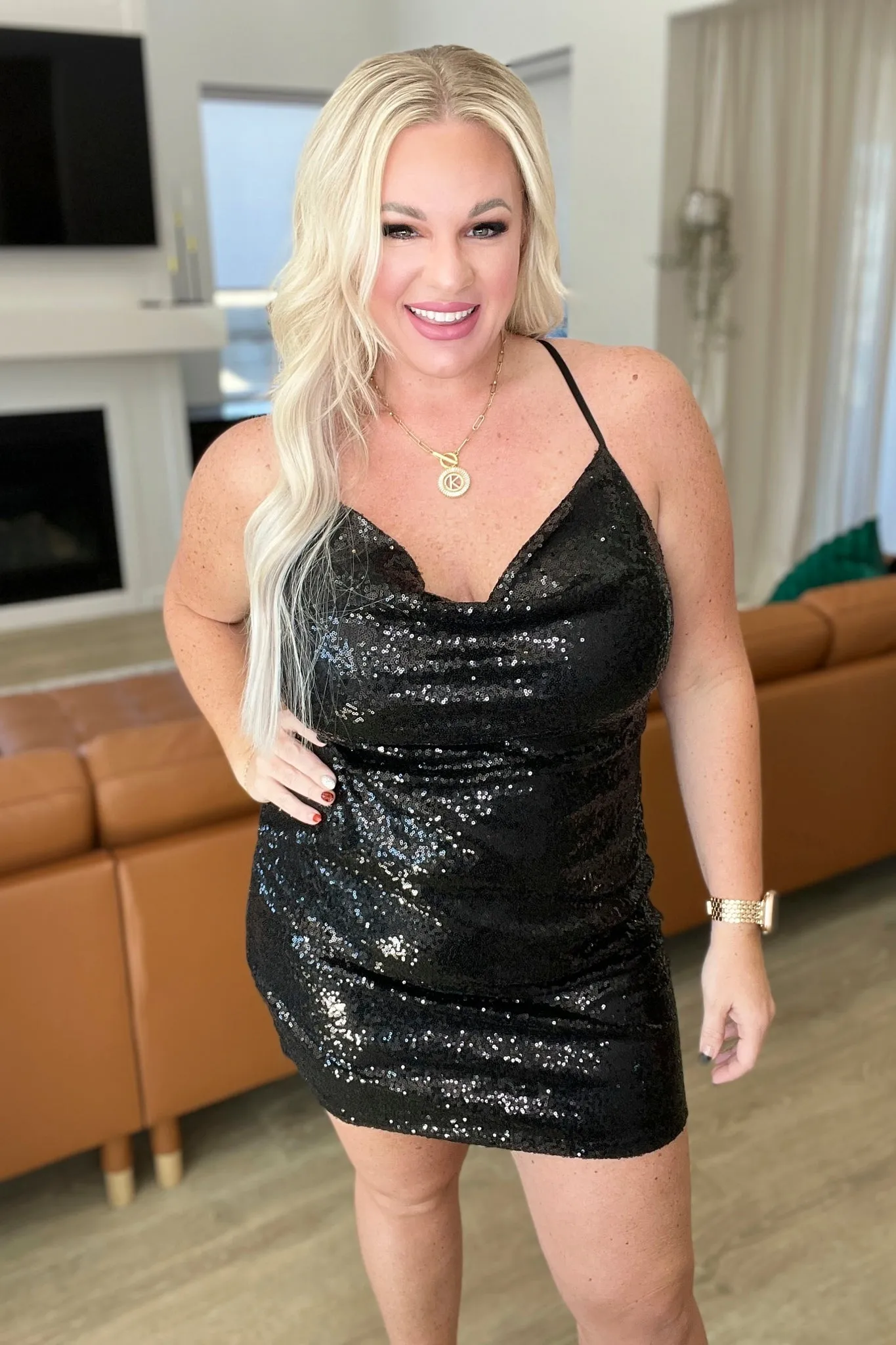 Shining in Sequins Dress in Black