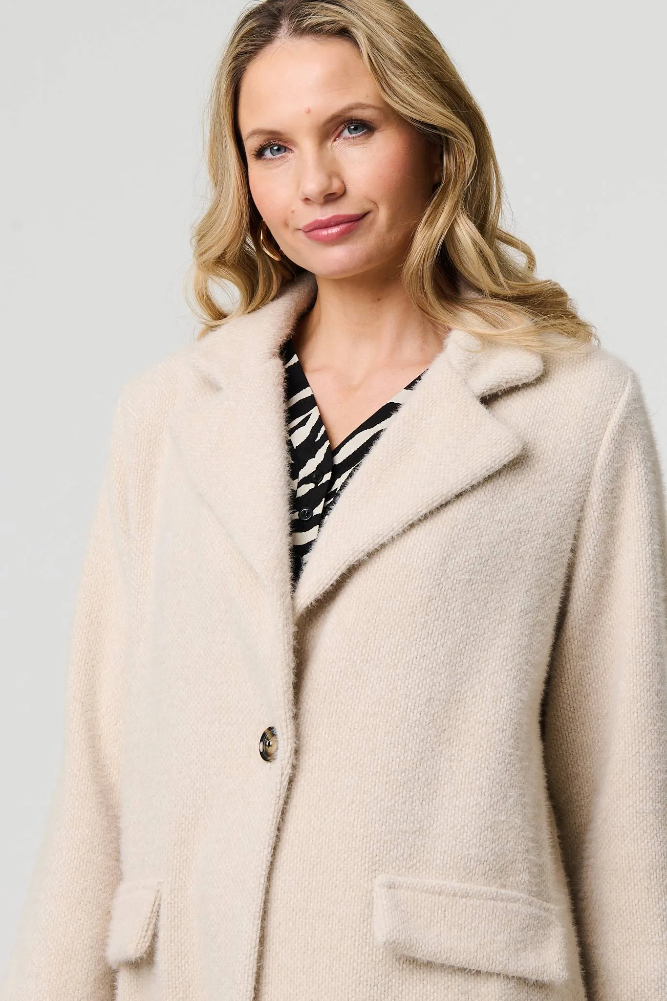 Soft Texture Pocket Detail Blazer Jacket