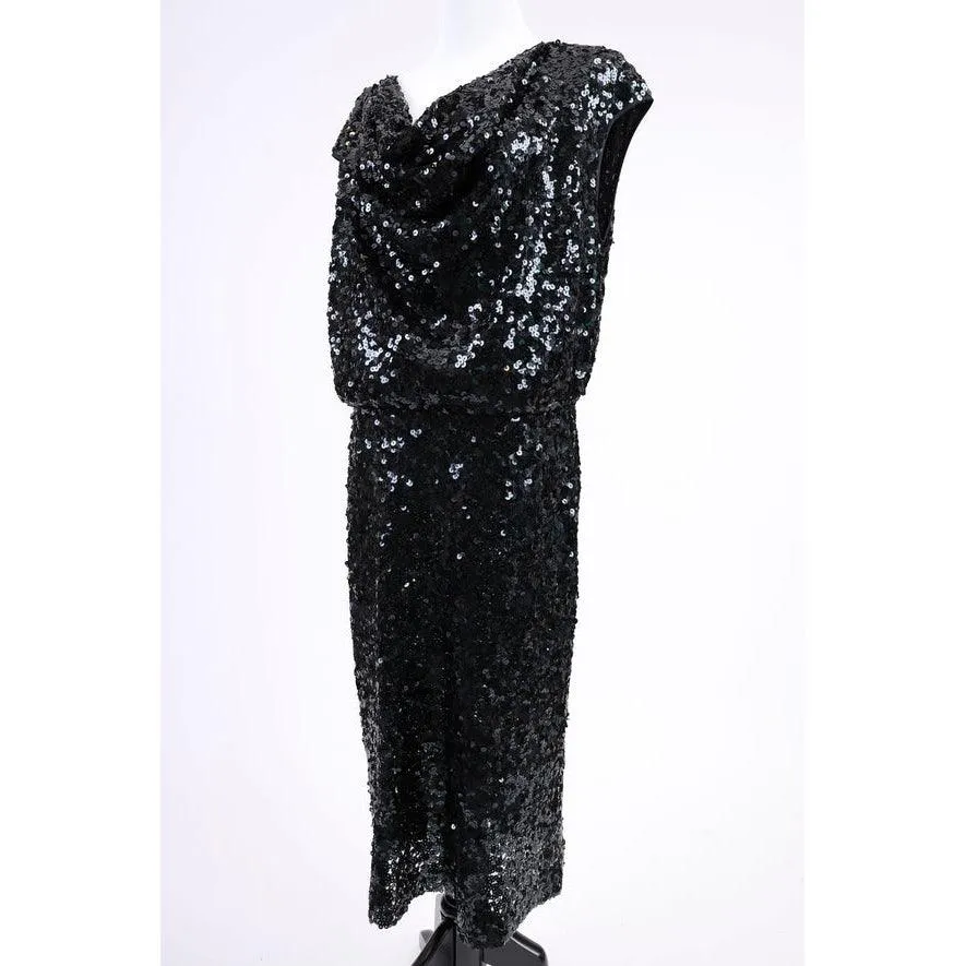 ST. JOHN 90's Black Sequined Evening Dress | Size M