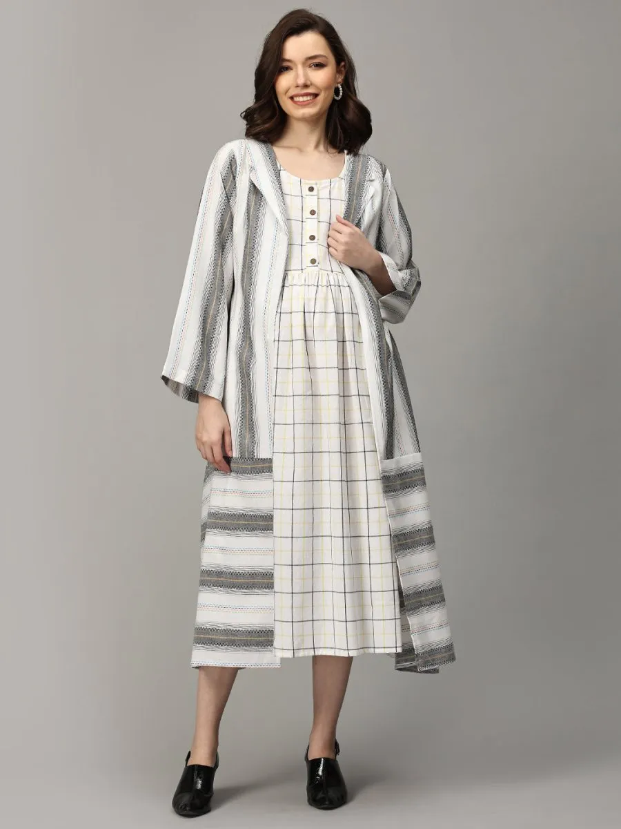 Stormy Sky Stripe Maternity and Nursing Shacket Dress