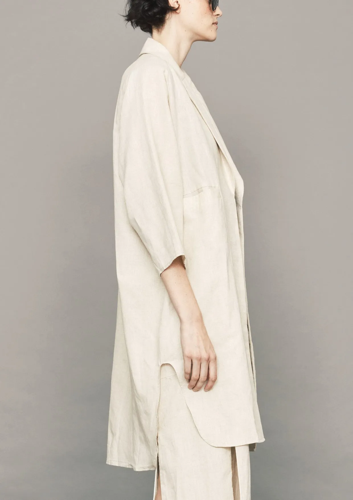 SUMMER COAT - LINEN natural white