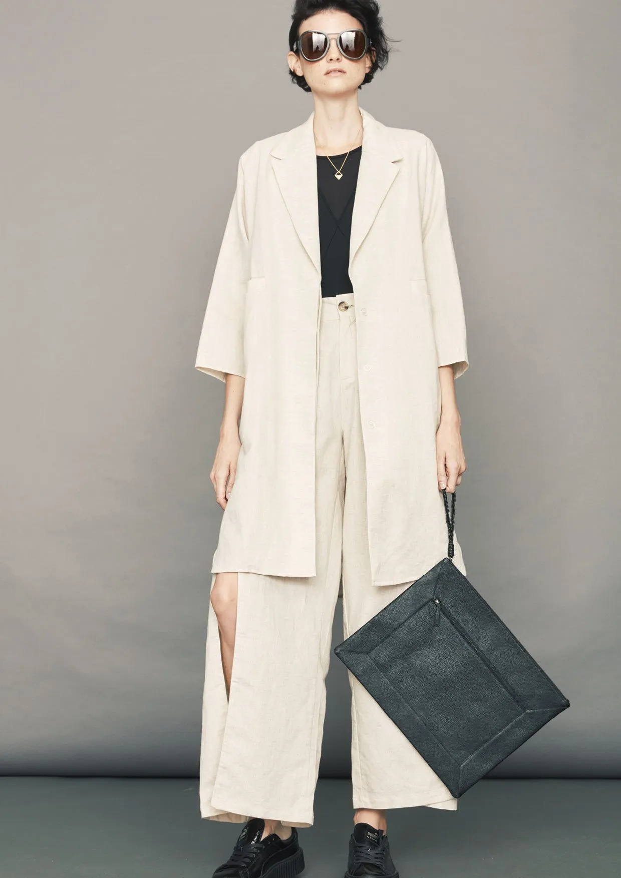 SUMMER COAT - LINEN natural white