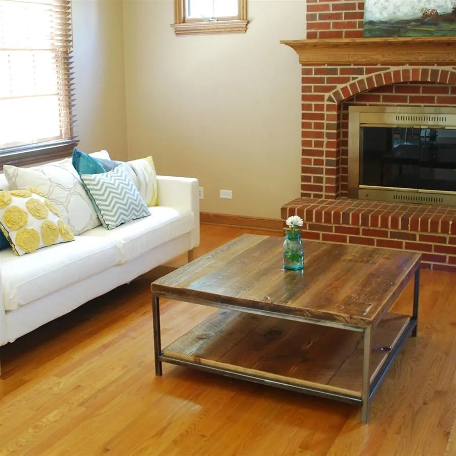 Sustainable Urban Wood and Steel Coffee Table