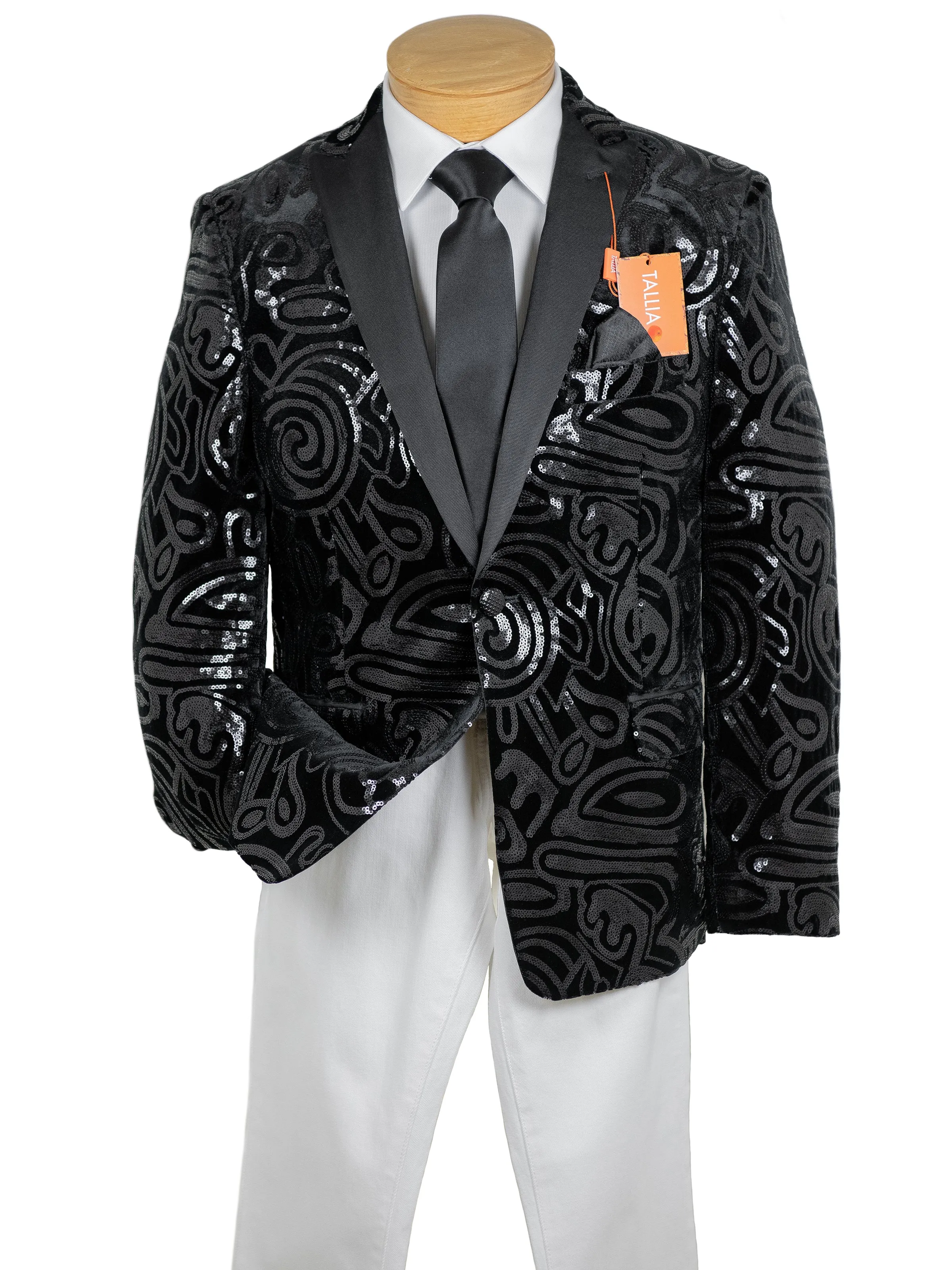 Tallia 29982 Boy's Sport Coat - Sequined - Black