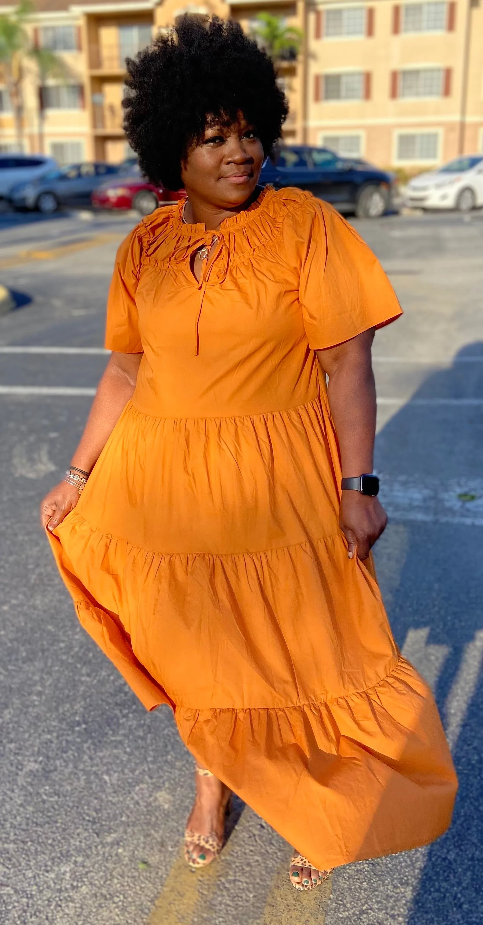 Tangerine Baby Doll Dress