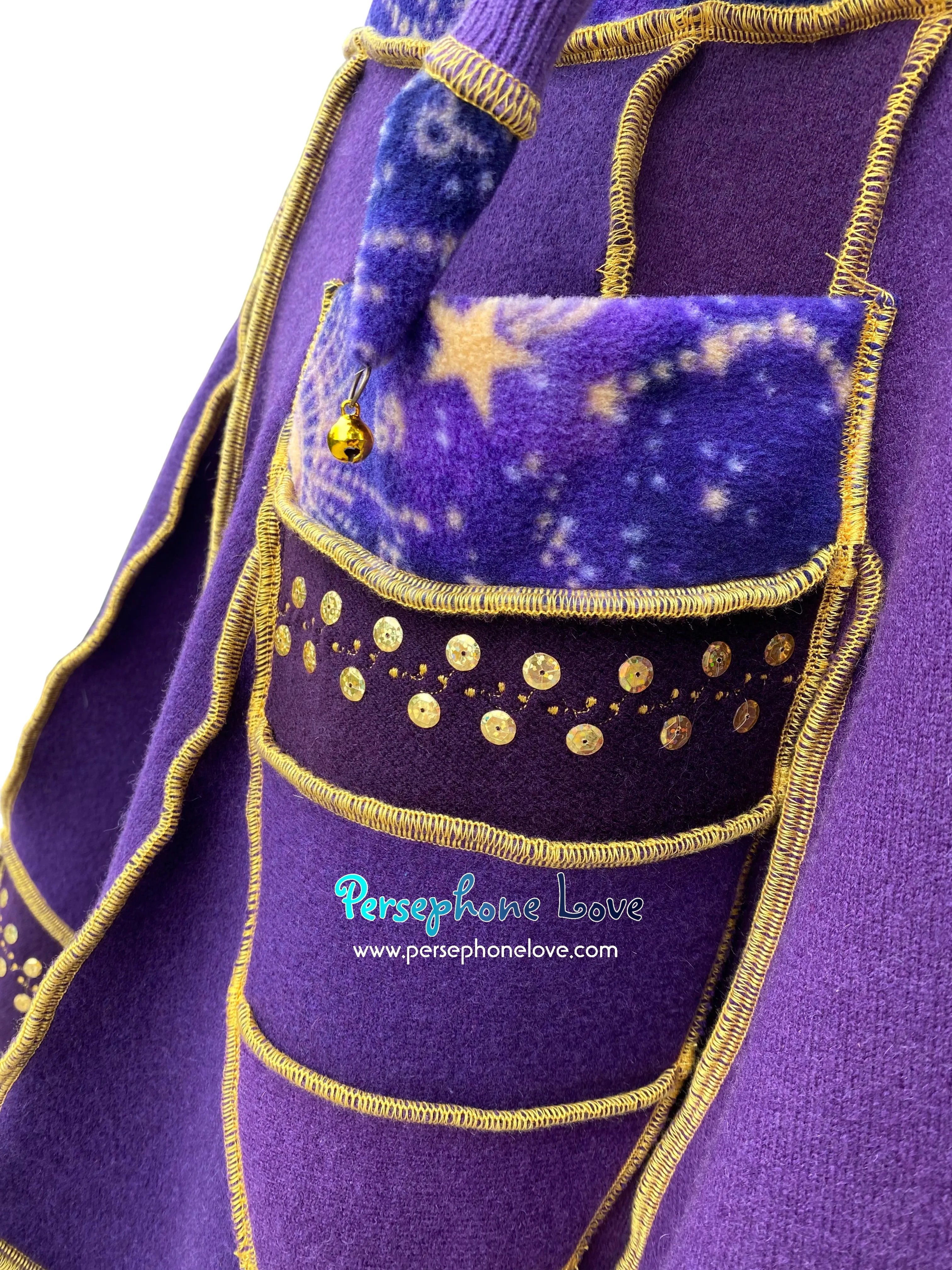 “The Bounds of the Universe” Purple pixie felted 90% cashmere/10% wool/fleece Katwise-inspired sequin sweatercoat-2576