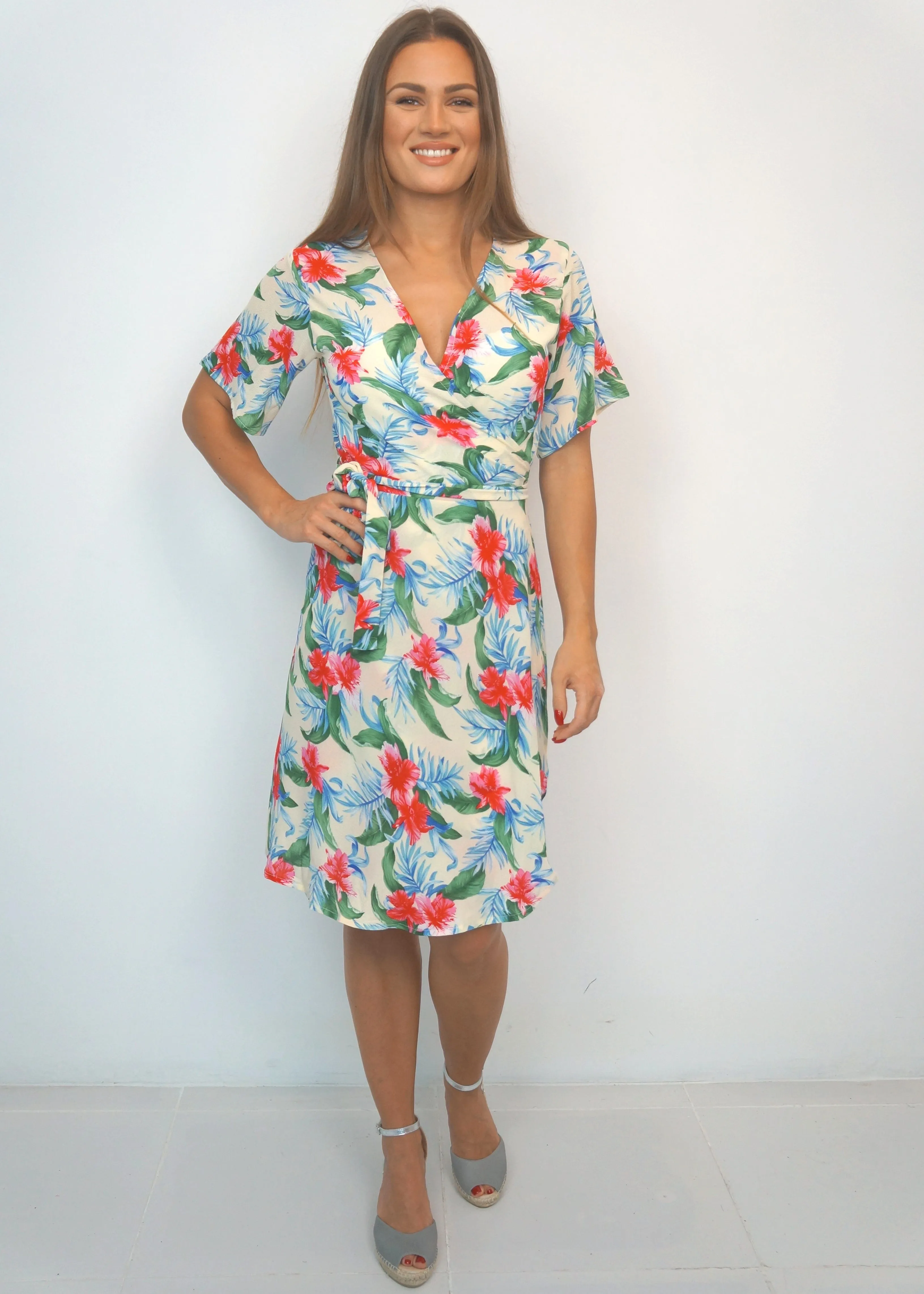 The Midi Wrap Dress - Tropical Lemonade