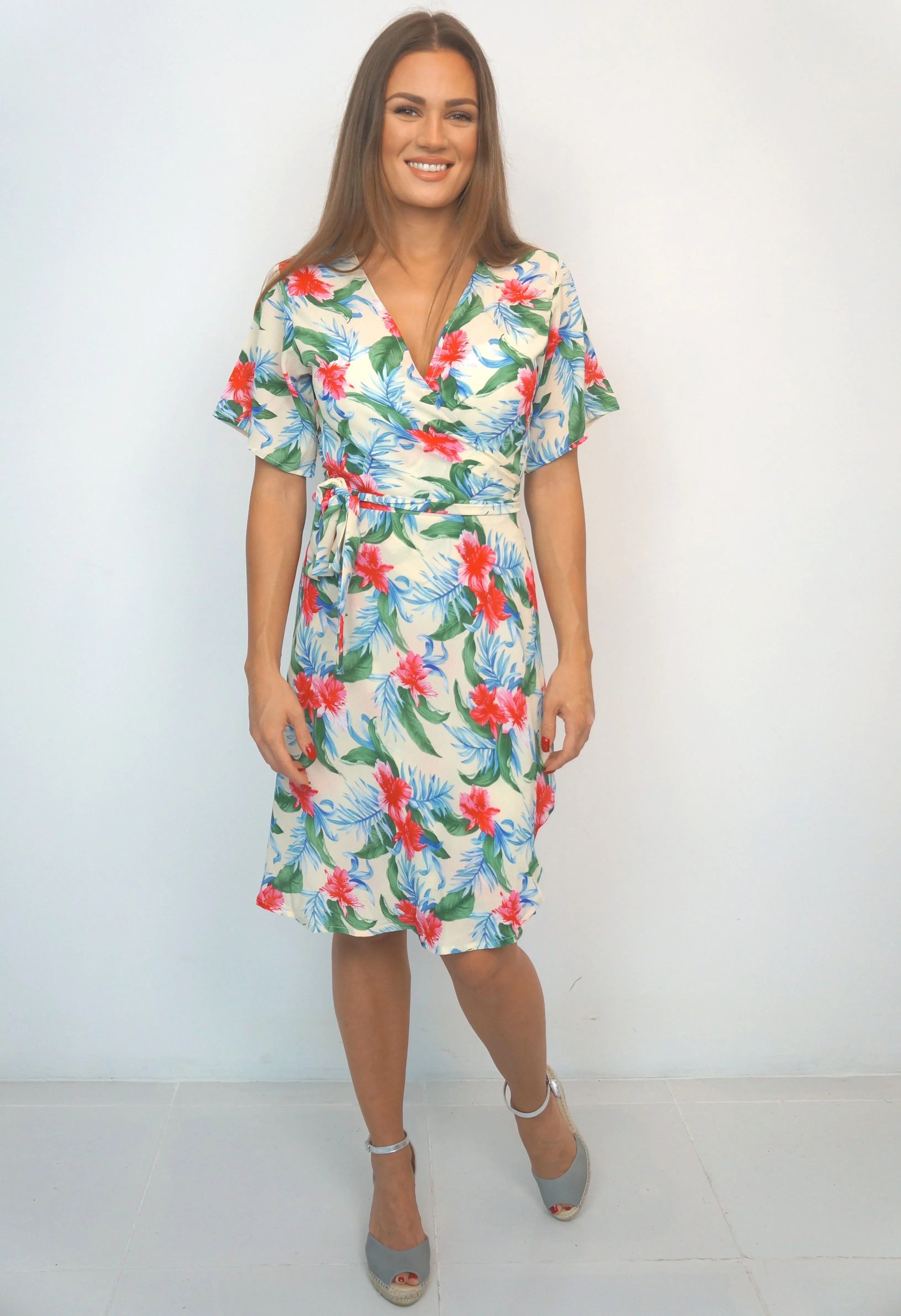 The Midi Wrap Dress - Tropical Lemonade