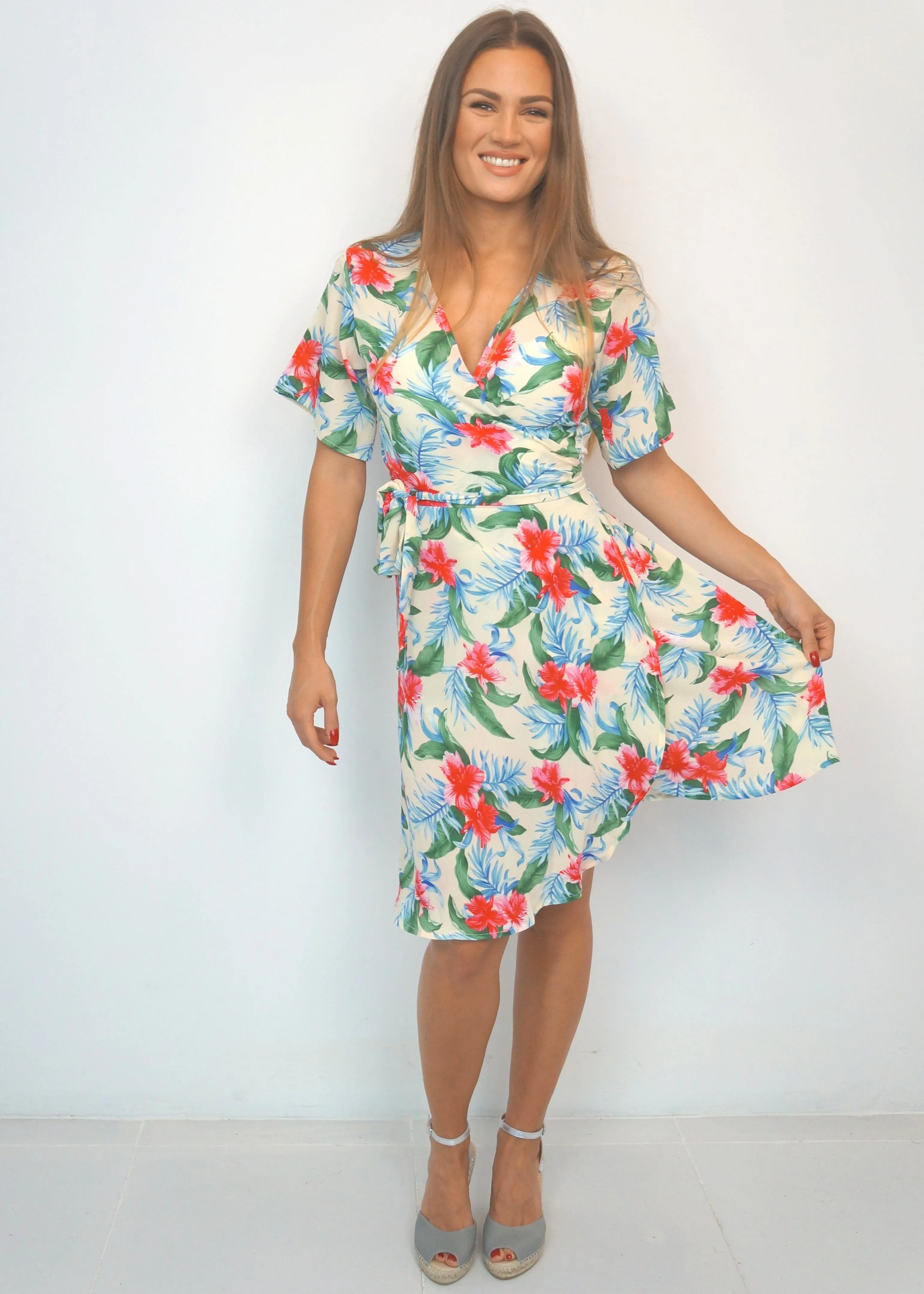 The Midi Wrap Dress - Tropical Lemonade