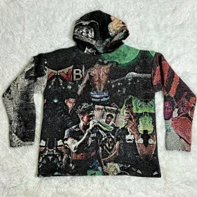 Trendy retro printed street hoodie