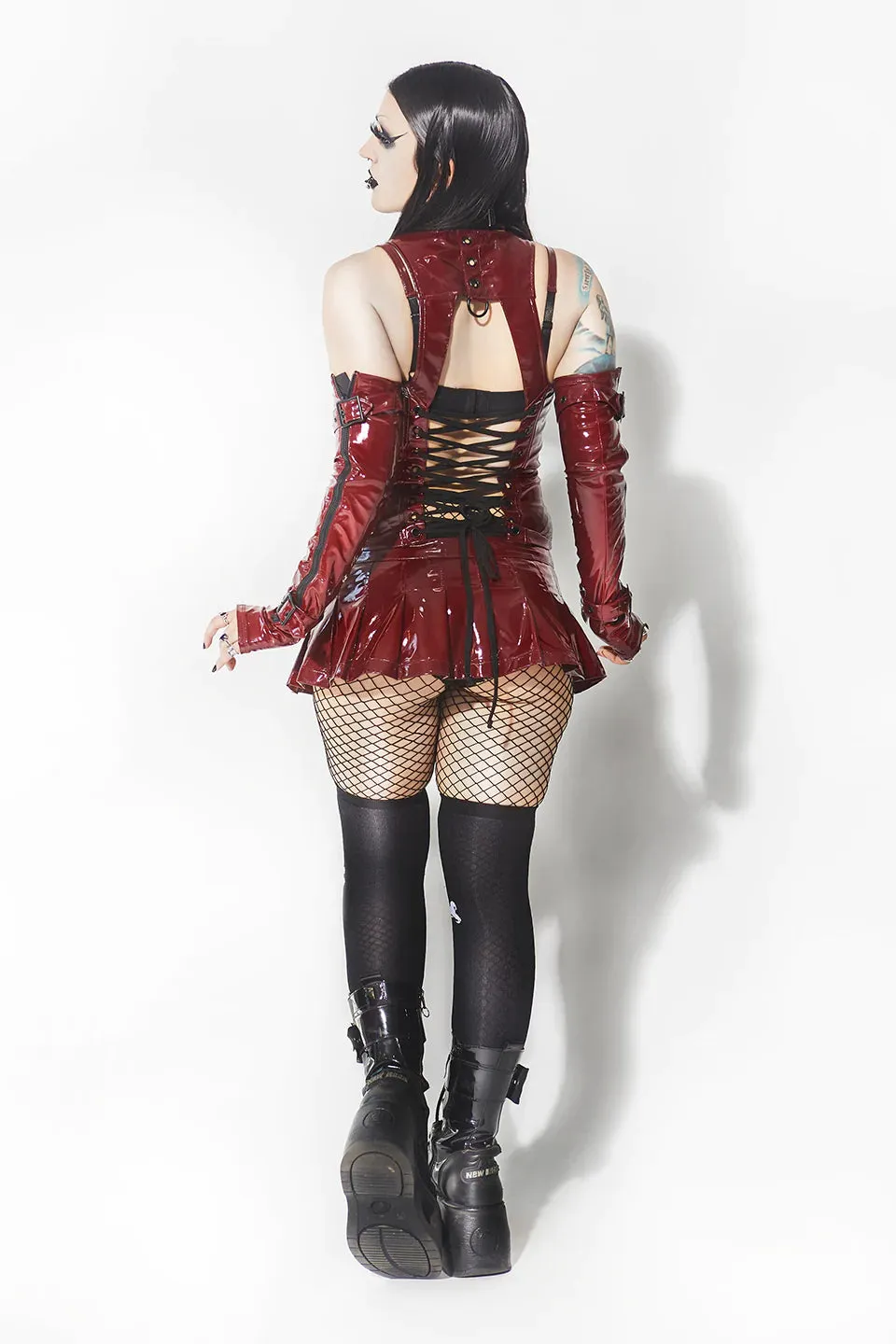 Vampire Red Pleated Micro Mini Skirt