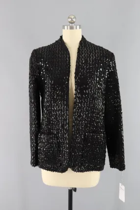 Vintage Black Sequined Jacket