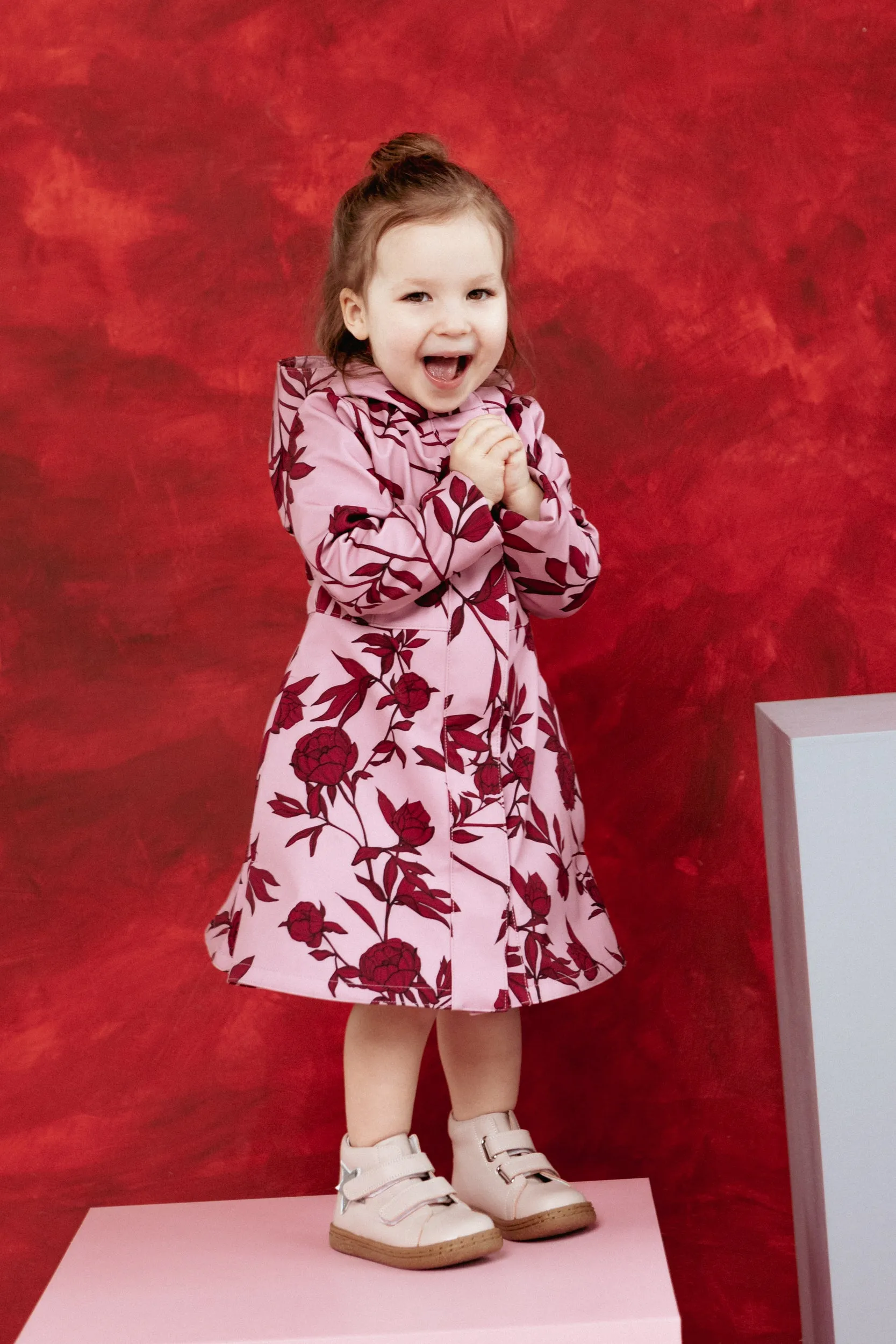 Waterproof Pink Coat for Toddler Girl | 'Peony Bloom'