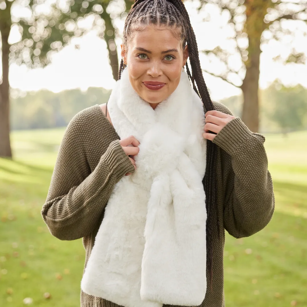 White Faux Fur Scarf