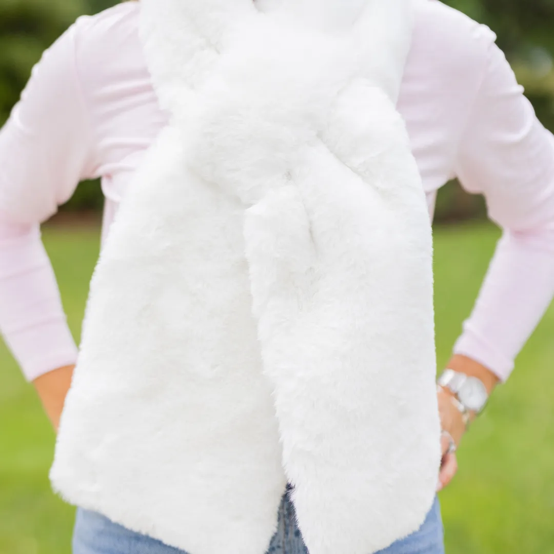 White Faux Fur Scarf