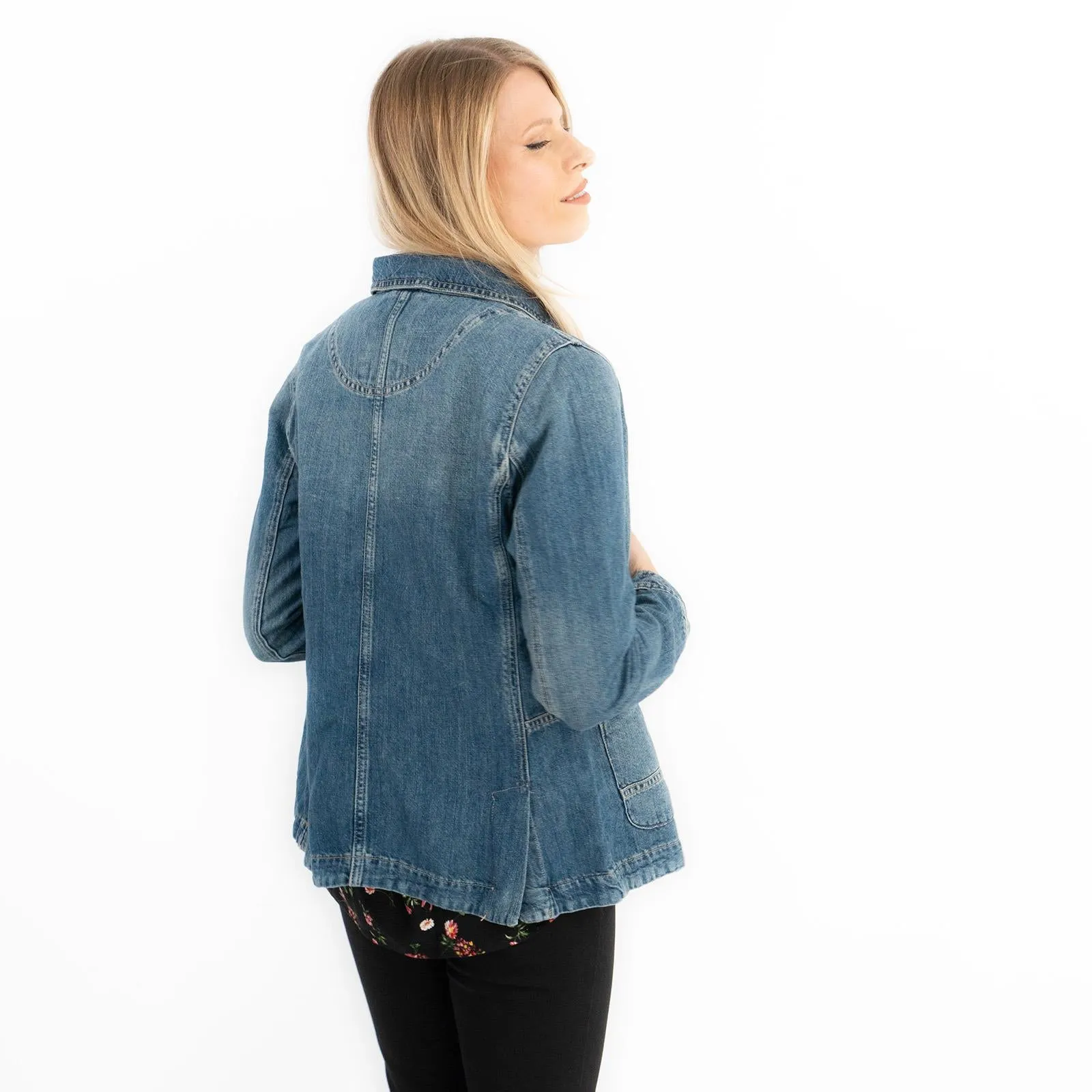 White Stuff Dena Blue Denim Shacket Relaxed Jacket