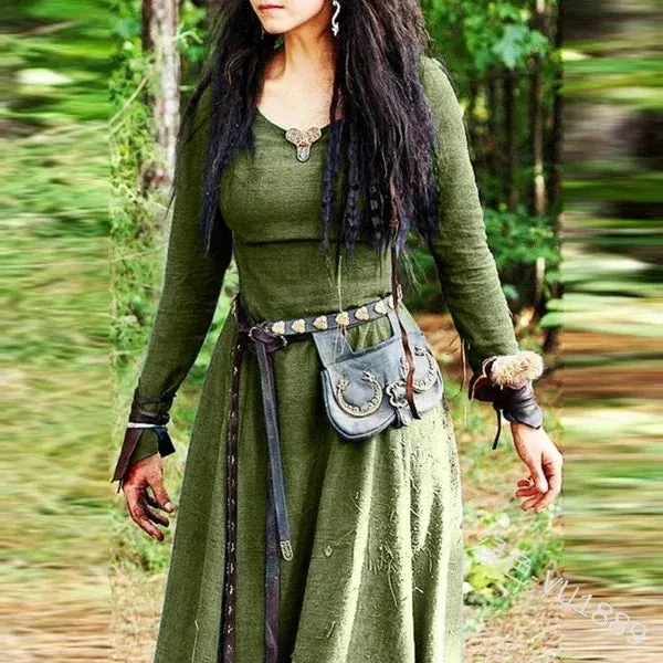 Women Long Sleeve Maxi Vintage Viking Dress